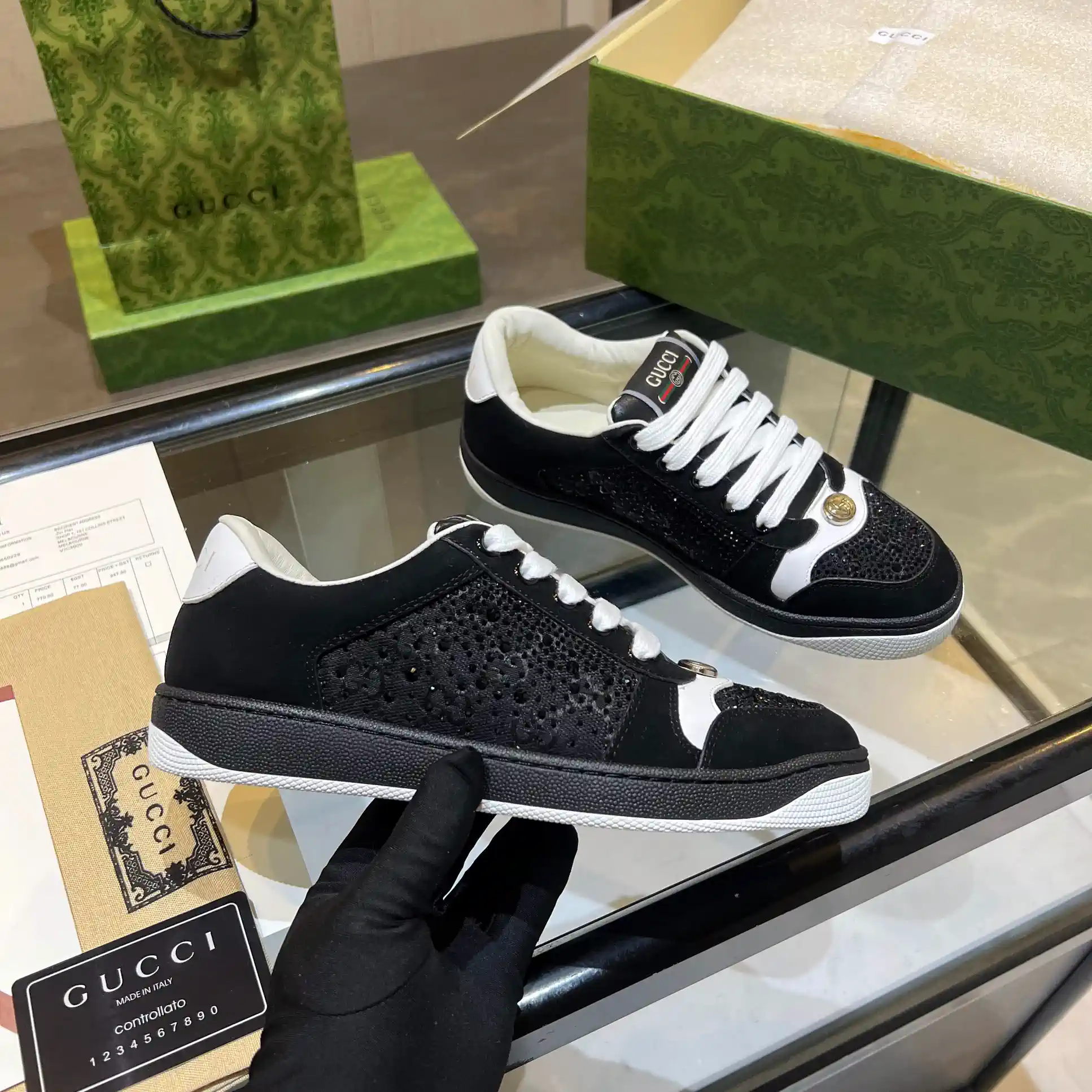 Gucci Black Low-Top Sneakers with White Accents image 1