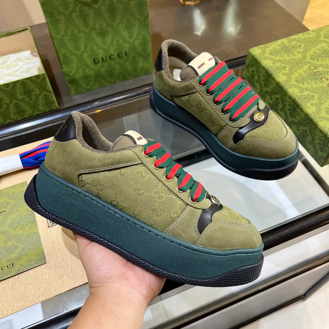Gucci GG Canvas Platform Sneakers with Web Laces image 1
