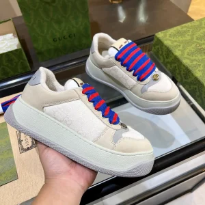 GG Canvas Platform Sneakers with Leather Details image 1