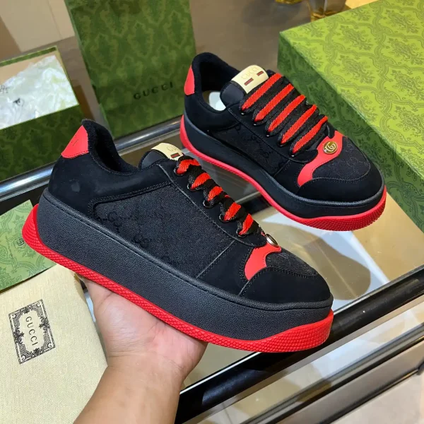 Gucci GG Canvas Sneakers with Red Accents image 1