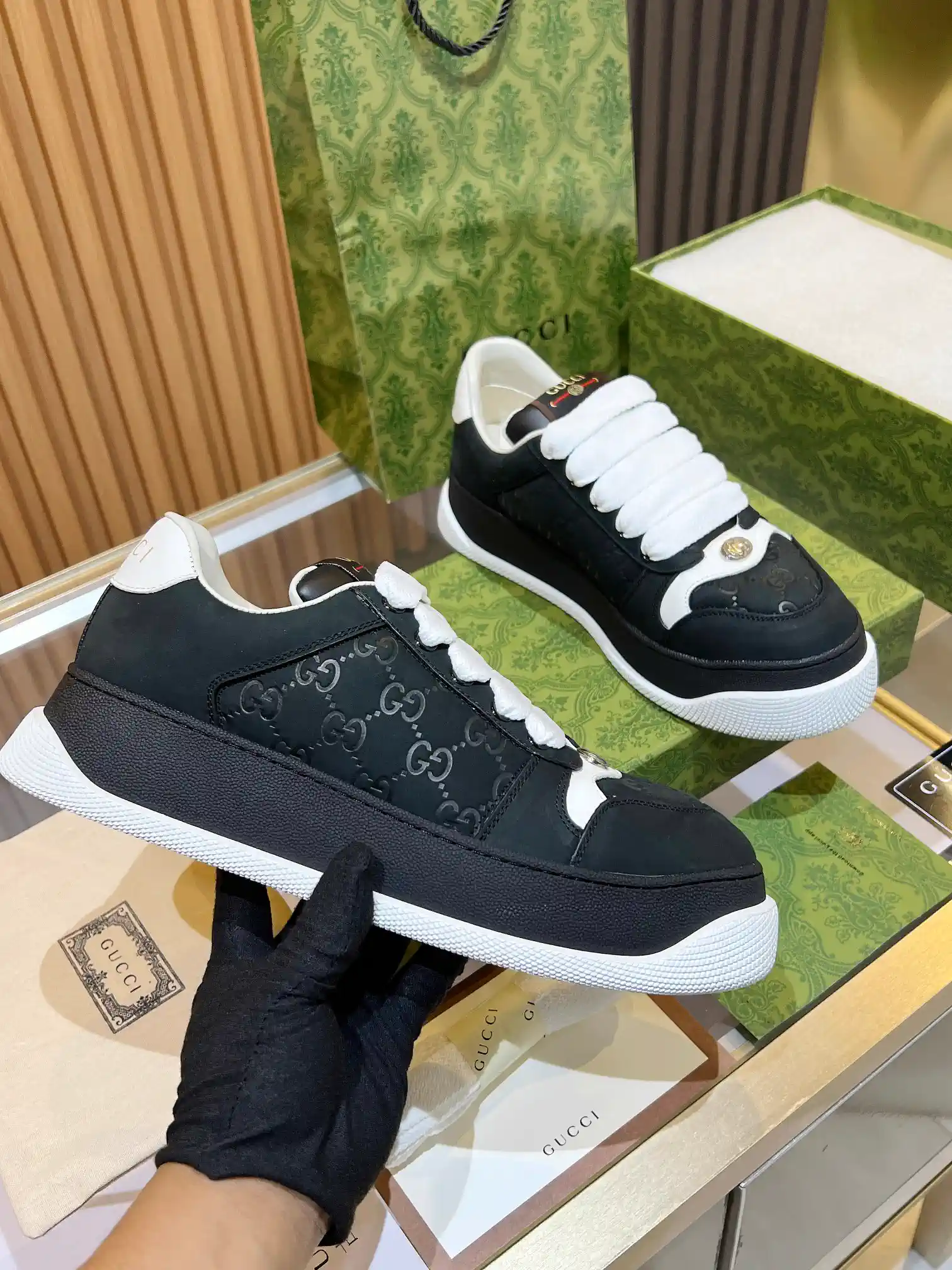 GG Canvas Platform Sneakers with Leather Details image 1