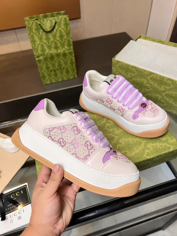 GG Canvas Platform Sneakers with Purple Leather Details image 1