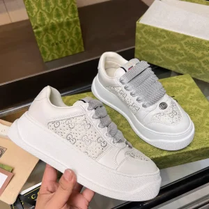 Gucci GG Canvas Sneakers with Purple Leather Details image 1