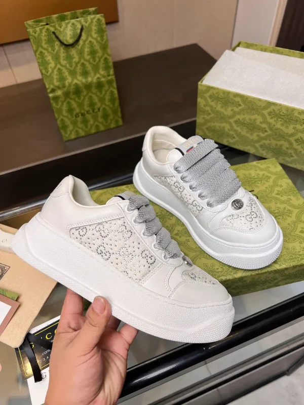 Gucci GG Canvas Sneakers with Purple Leather Details image 1