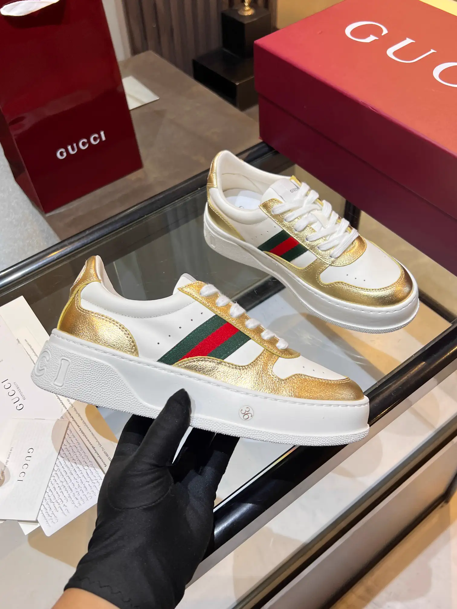 Gucci 2025 Fall Winter Thick Sole White Sneakers image 1