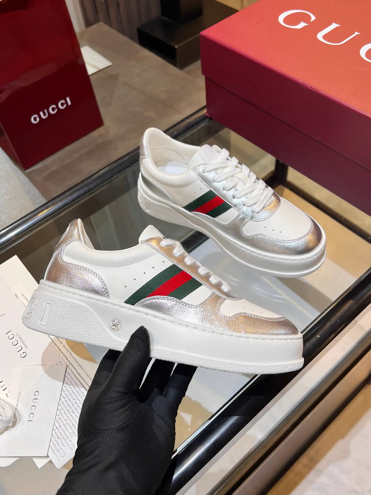 Gucci 2025 Fall Winter Thick Sole White Sneakers image 1