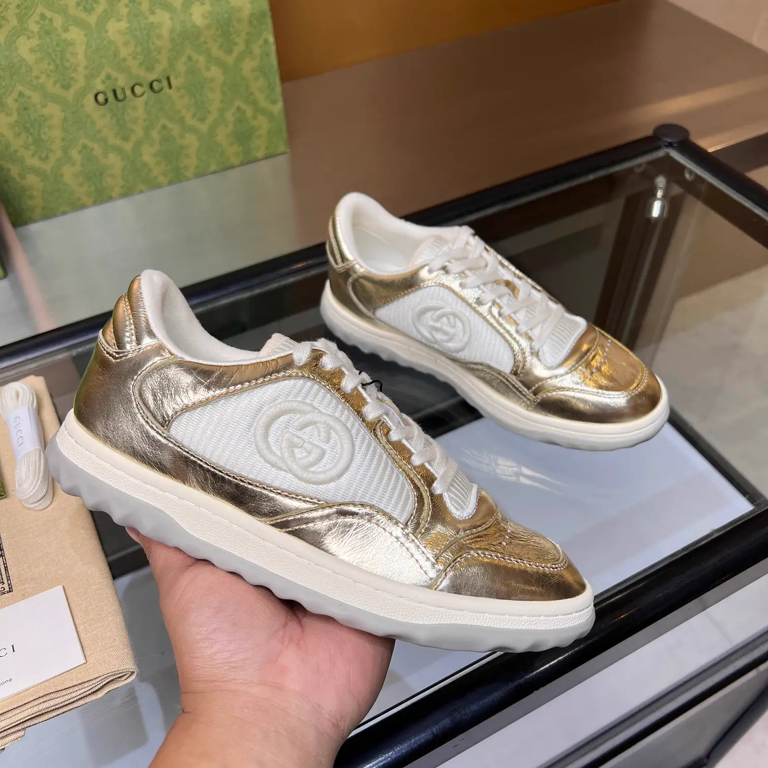 Gucci Interlocking G Metallic Casual Sneakers image 1