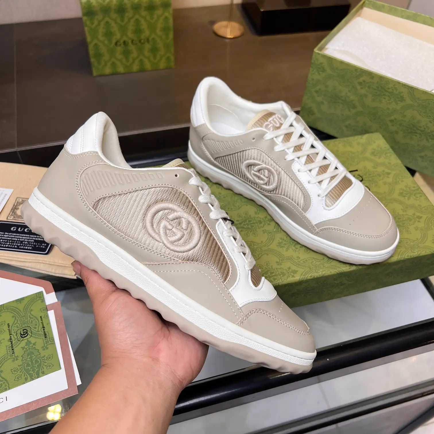 Gucci Interlocking G Casual Retro Distressed Sneakers image 1