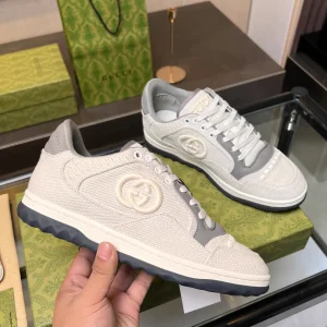 Gucci Unisex Vintage Distressed Casual White Sneakers with Interlocking G Logo image 1