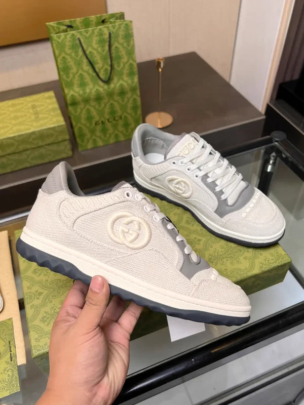 Gucci Unisex Vintage Distressed Casual White Sneakers with Interlocking G Logo image 1