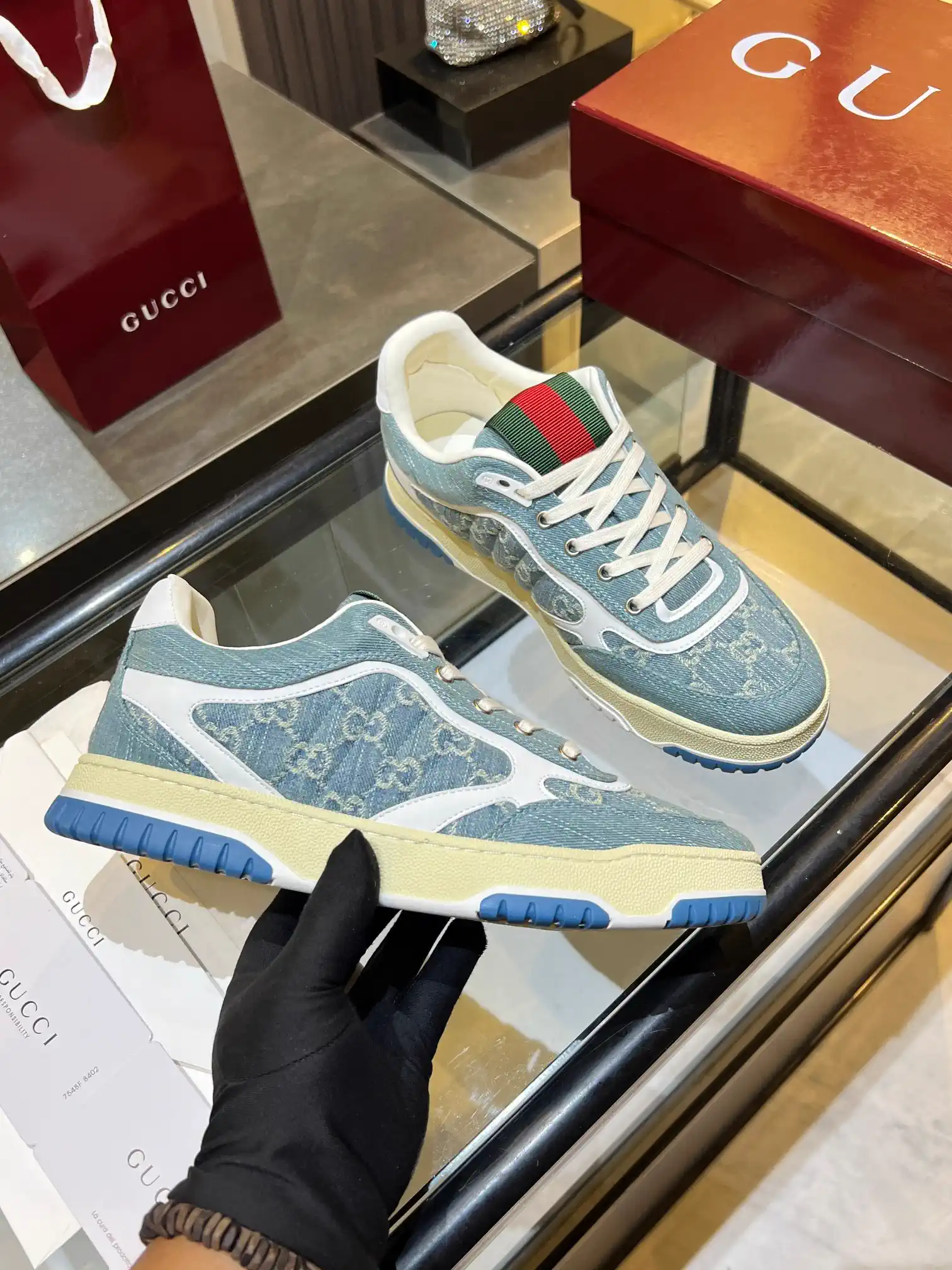 Gucci Distressed High and Low Top Couple Sneakers image 1