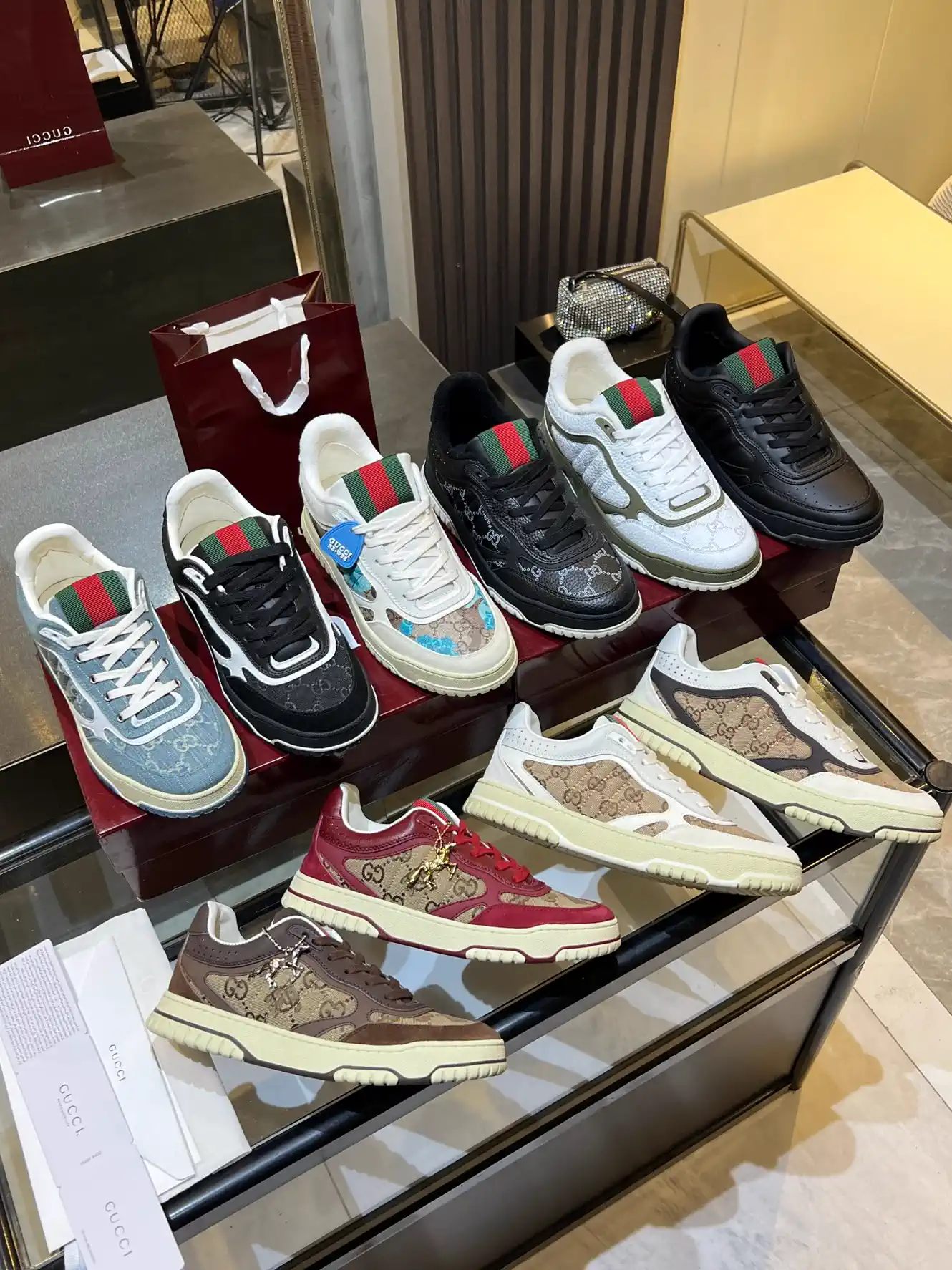 Gucci Distressed High and Low Top Couple Sneakers image 1