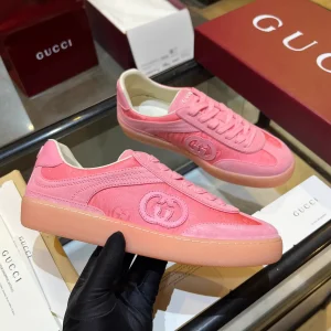 Gucci Pink Retro Low-Top Sneakers image 1