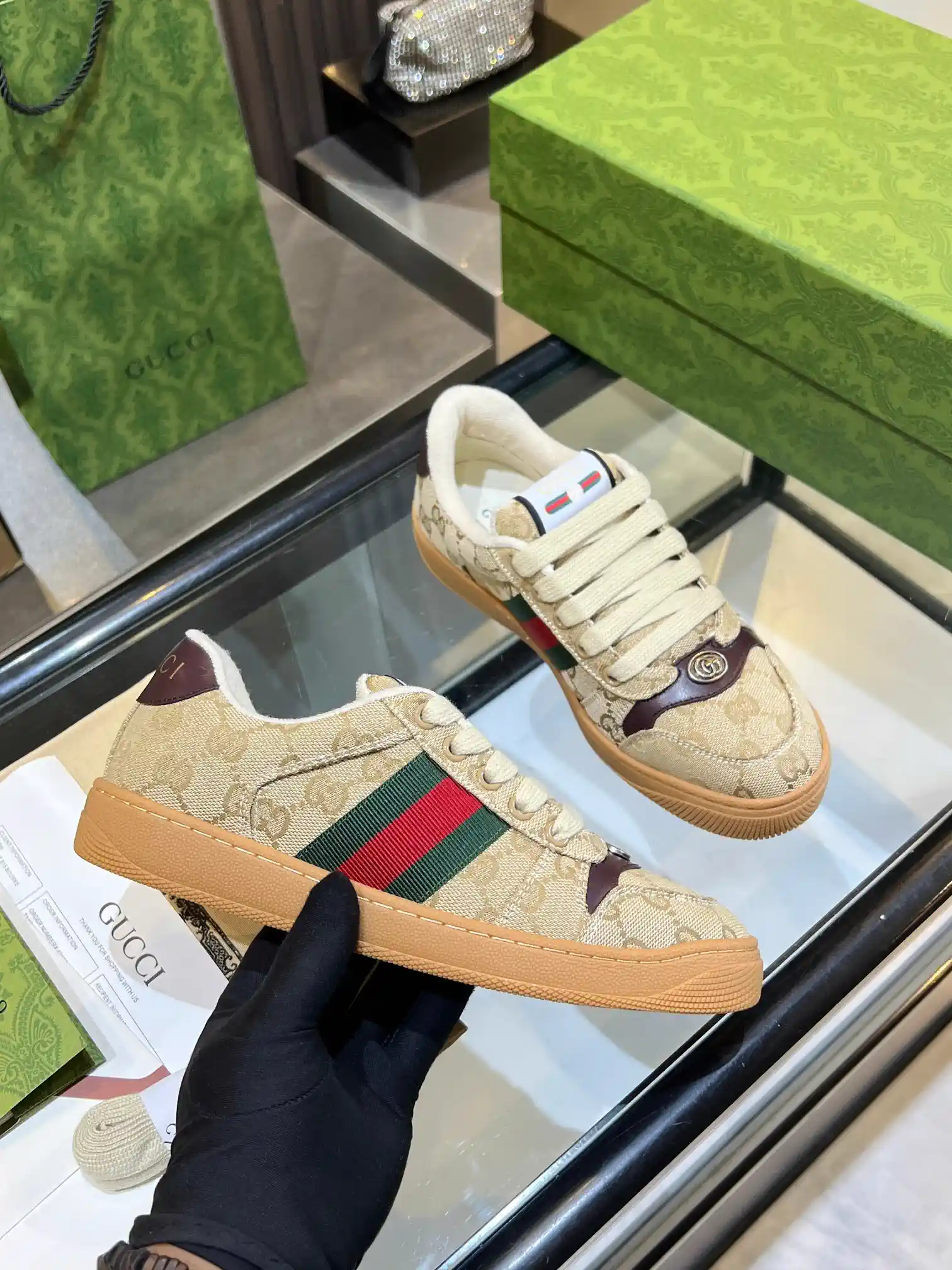 Gucci Vintage Distressed Sneakers image 1