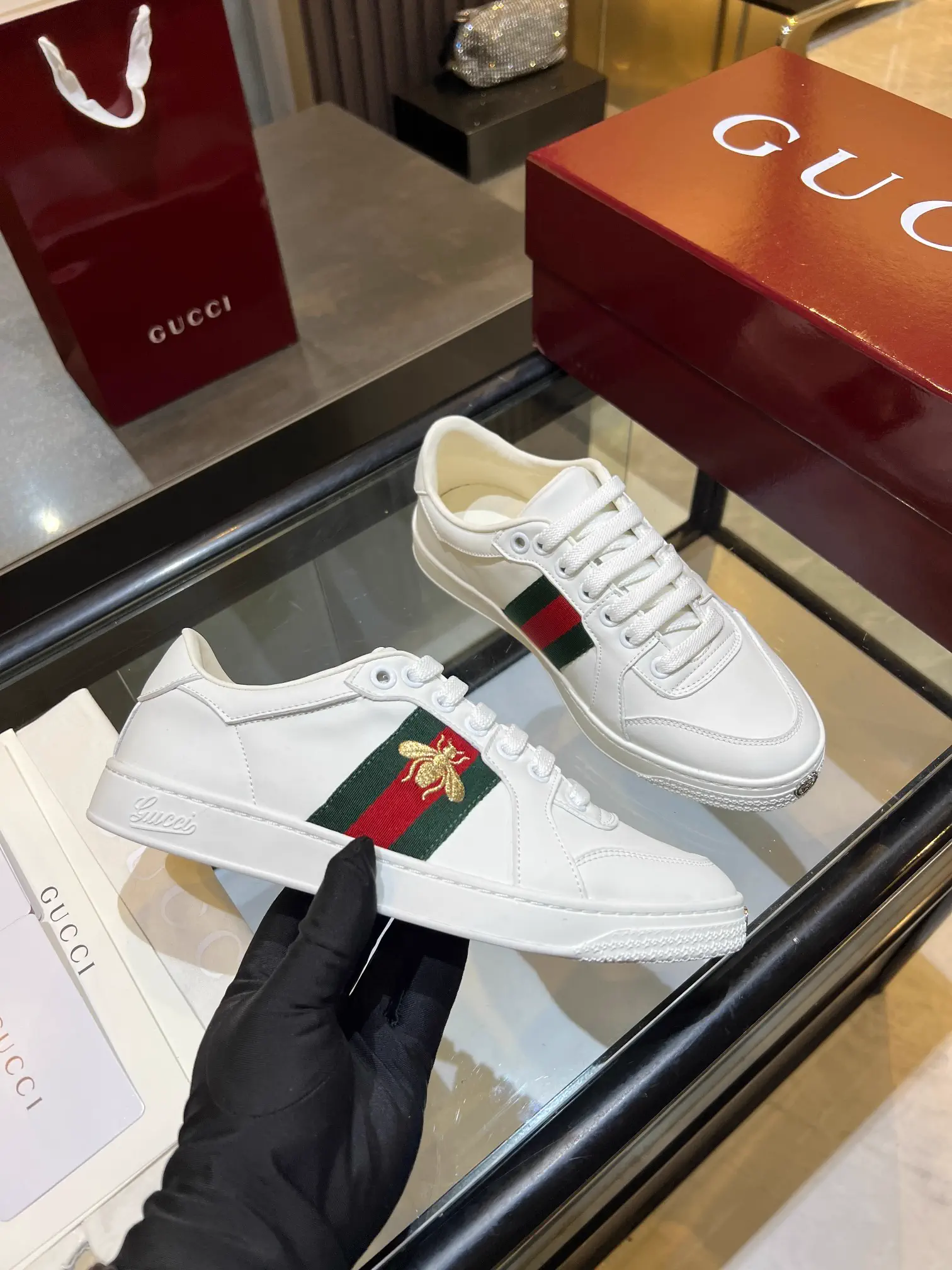Gucci Low Top Casual Sneakers with Bee Embroidery image 1