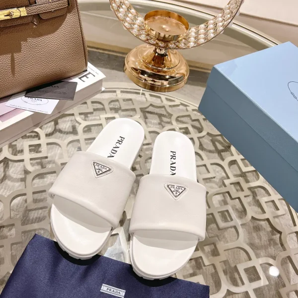 Prada Triangle Logo Sheepskin Slide Sandals image 1