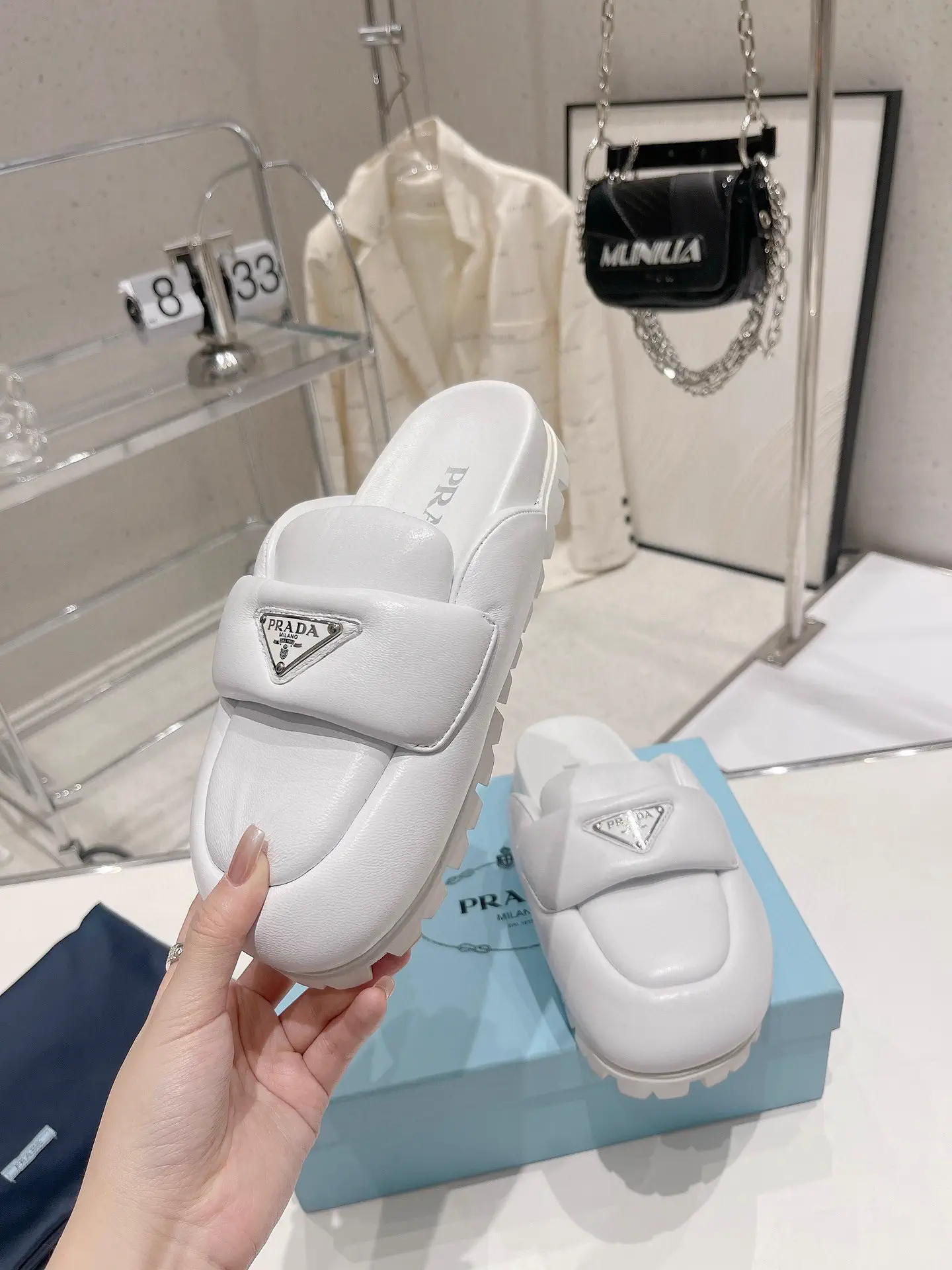 Bread Slip-On Slippers with Enamel Triangle Logo image 1