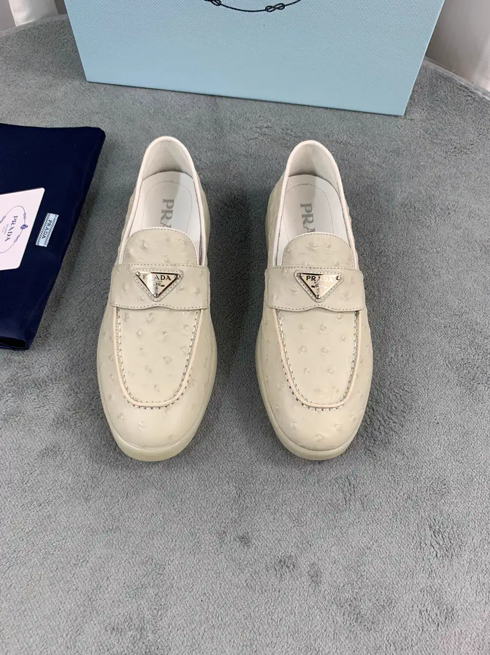 Spring Summer New Loafers Metal Triangle Logo Leather and Cow Suede image 1
