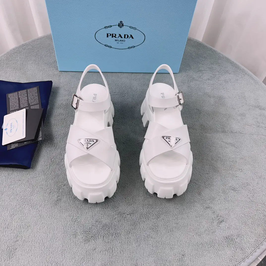 Prada Woven Rubber Platform Roman Sandals image 1