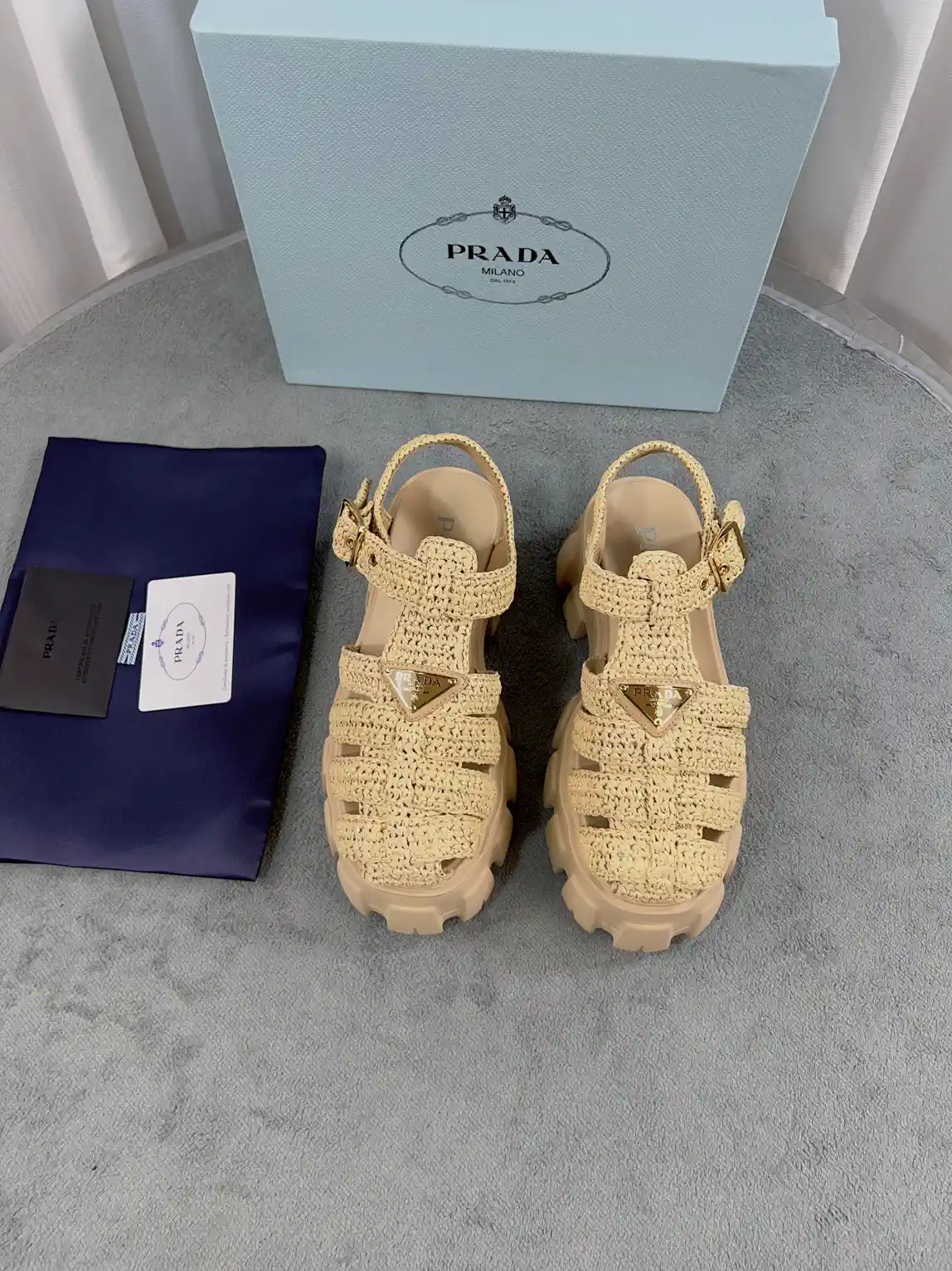 Prada Woven Raffia Sandals image 1