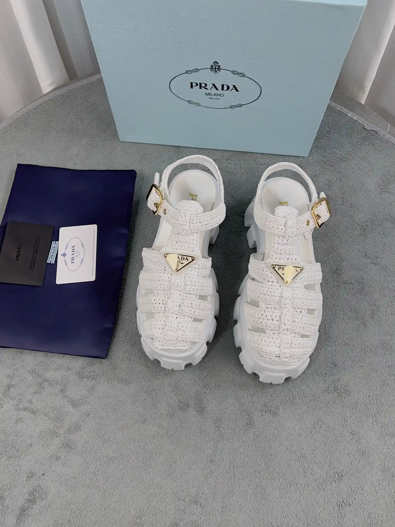 Prada Woven Raffia Sandals image 1