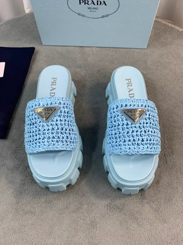 Prada Woven Raffia Slide Sandals image 1