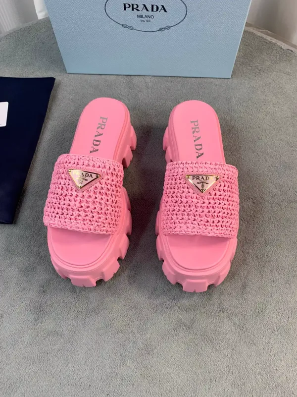 Prada Woven Raffia Slides image 1