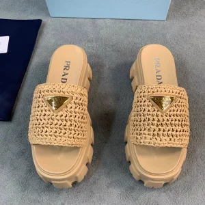 Prada Woven Raffia Slides image 1