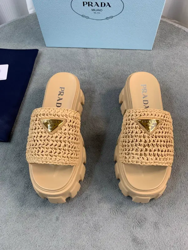 Prada Woven Raffia Slides image 1