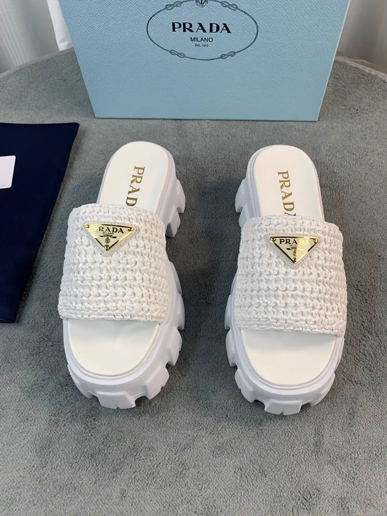 Prada Woven Raffia Slides image 1