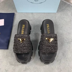Prada Woven Raffia Slides image 1