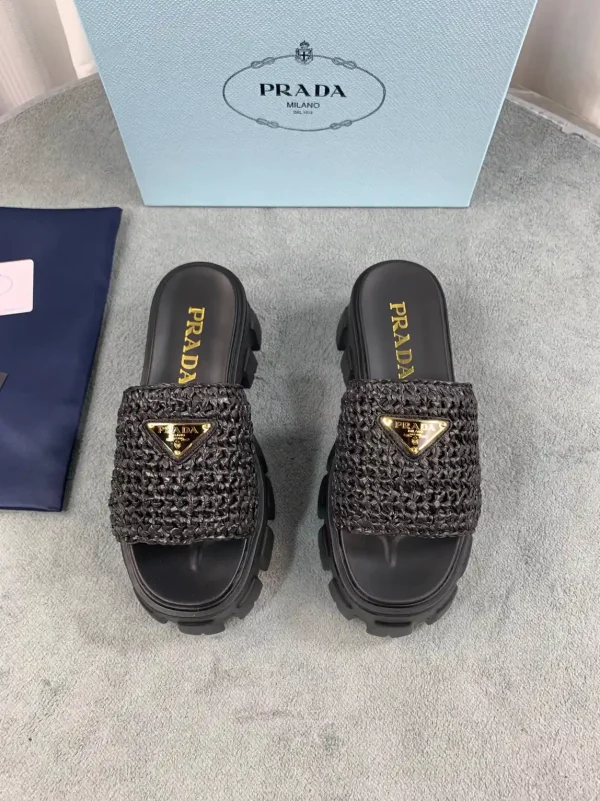 Prada Woven Raffia Slides image 1