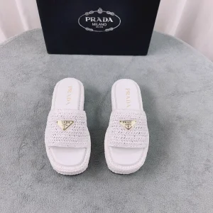 Woven Raffia Slide Slippers image 1