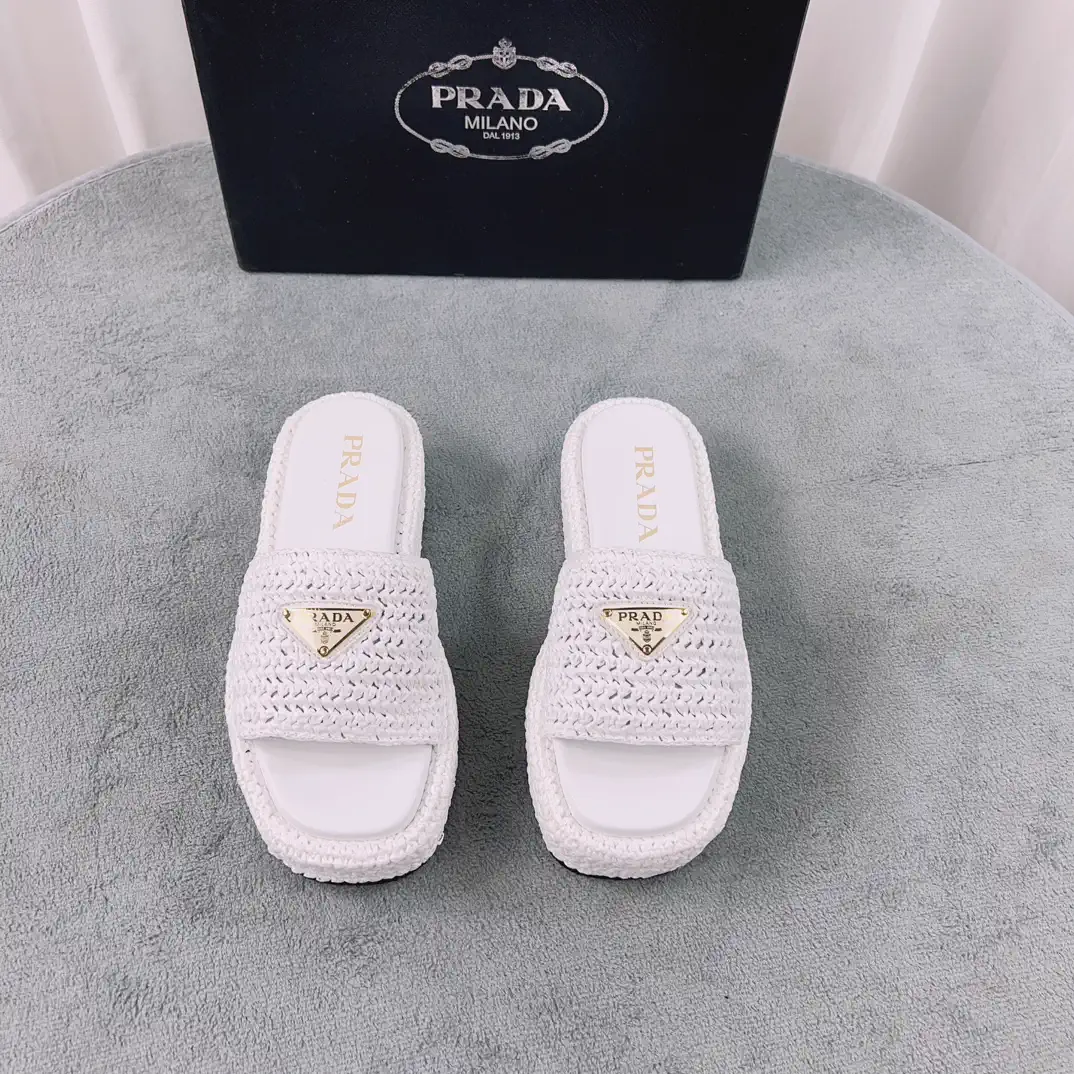 Woven Raffia Slide Slippers image 1
