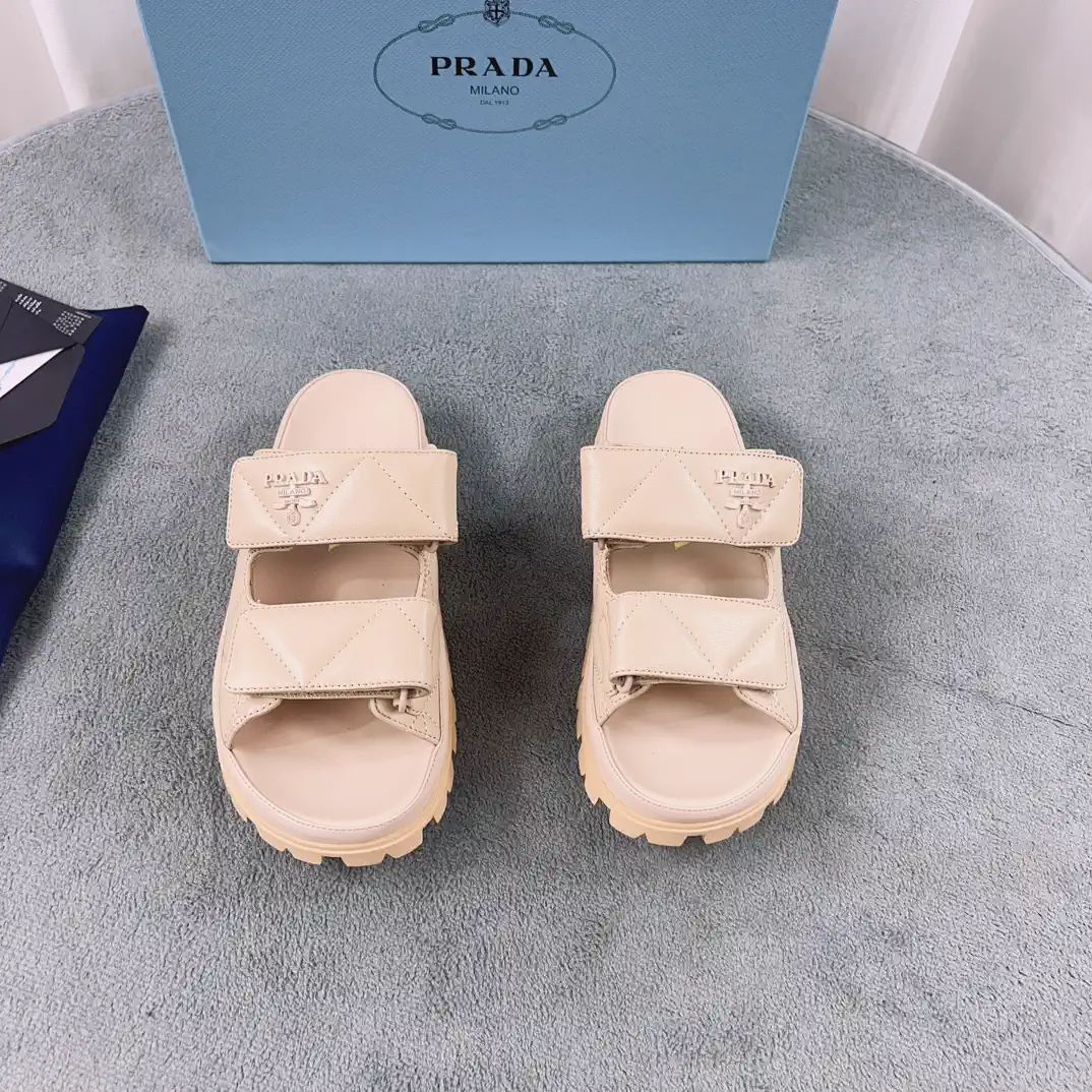Prada Sheepskin Shoes with Patterned Rubber Sole image 1