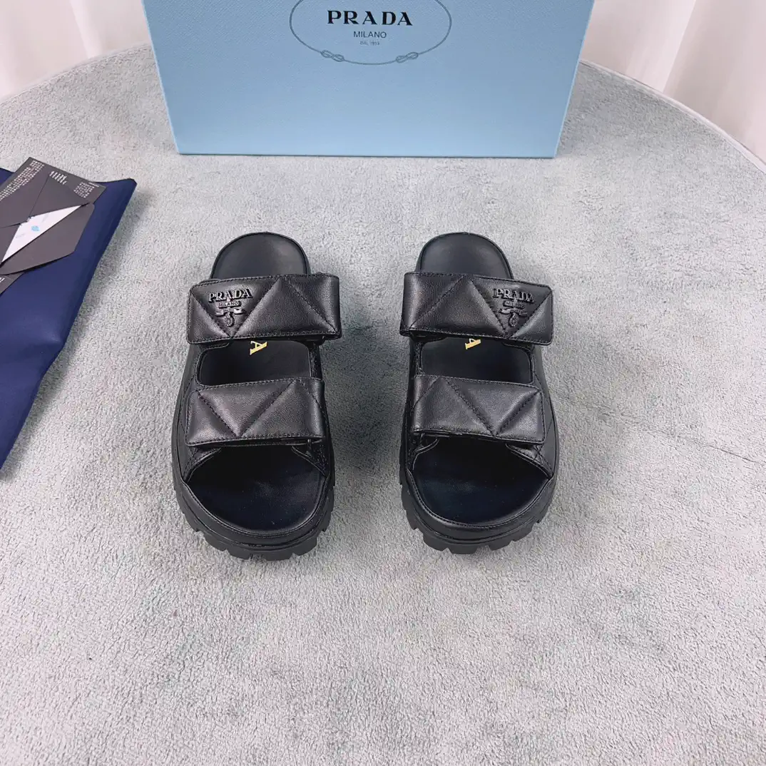 Prada Sheepskin Shoes with Patterned Rubber Sole image 1