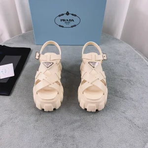Prada Woven Serrated Platform Rubber Sandals image 1
