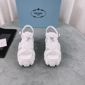 Prada Woven Serrated Platform Rubber Sandals image 1
