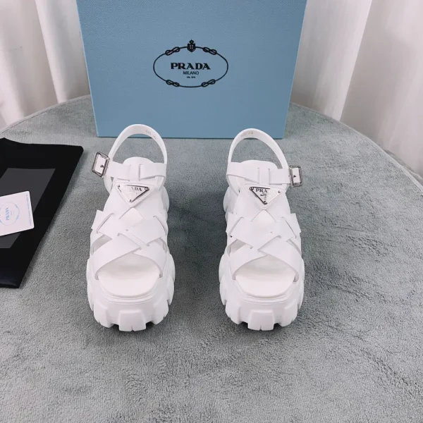 Prada Woven Serrated Platform Rubber Sandals image 1