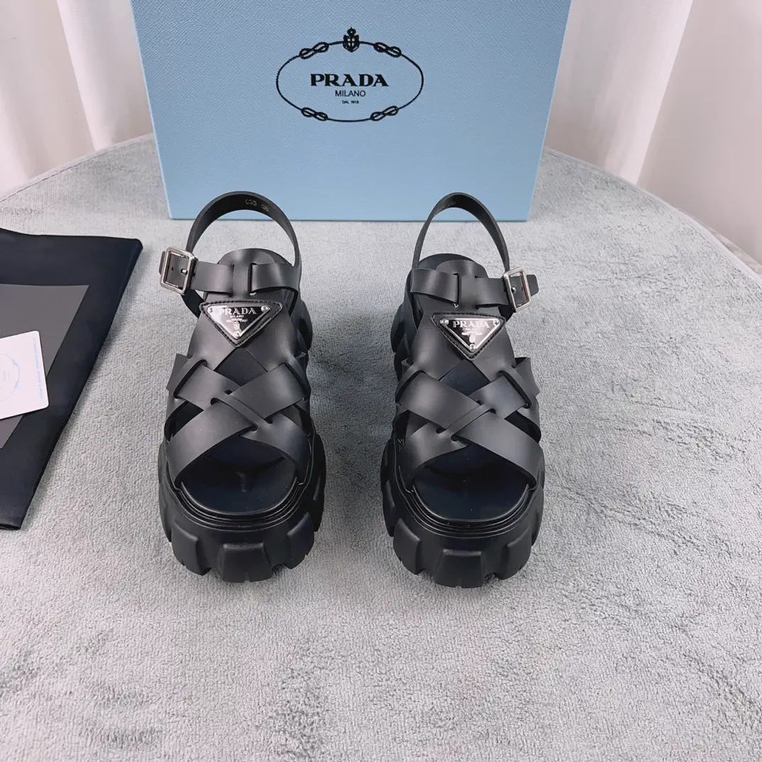 Woven Rubber Platform Roman Sandals image 1