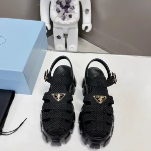 Woven Chunky Rubber Roman Sandals image 1