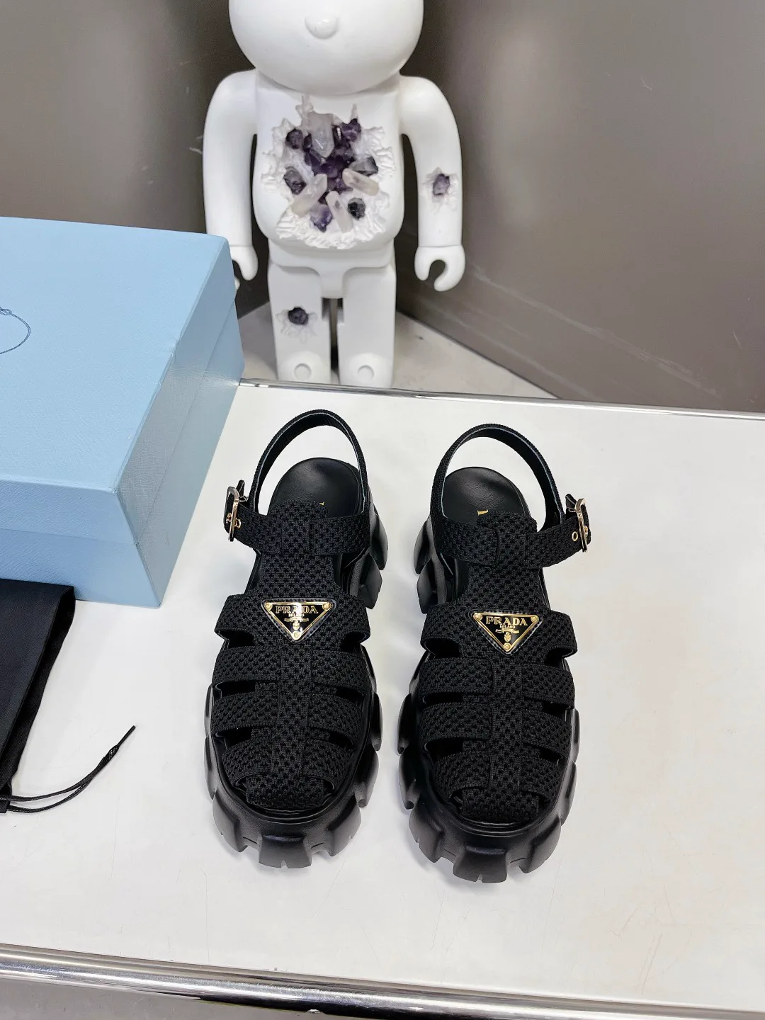 Woven Chunky Rubber Roman Sandals image 1
