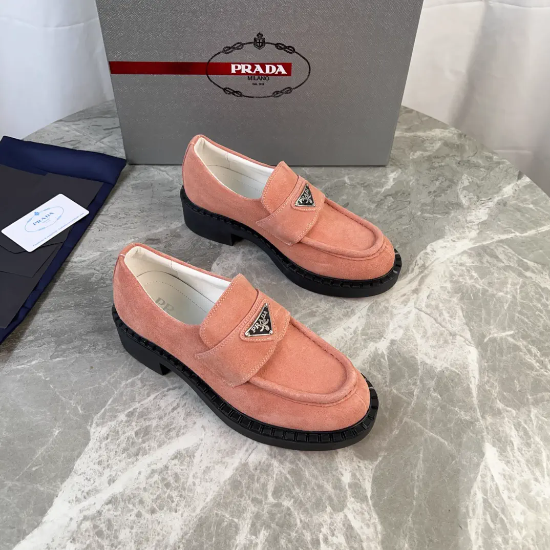 Classic Suede Leather Shoes with Triangle Logo image 1