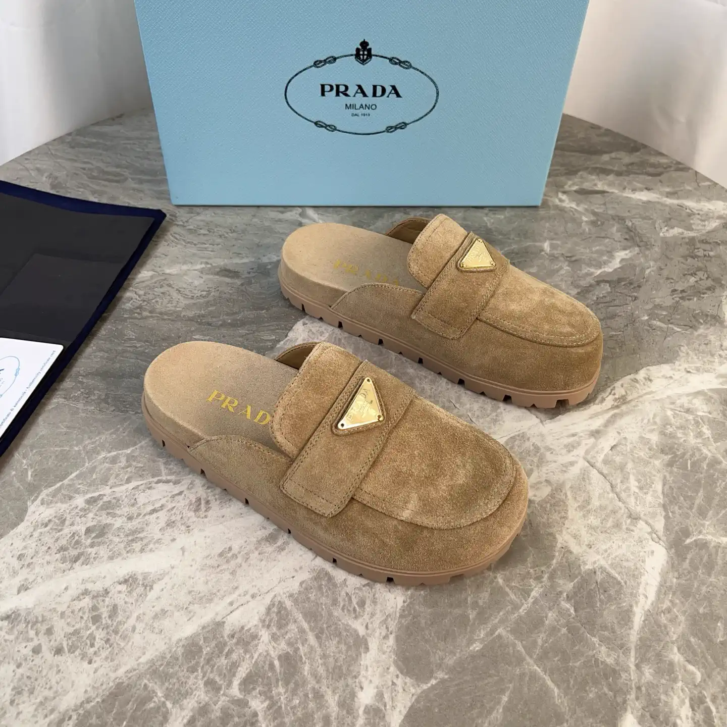 Latest Style Leather Shoes with Signature Triangle Logo image 1