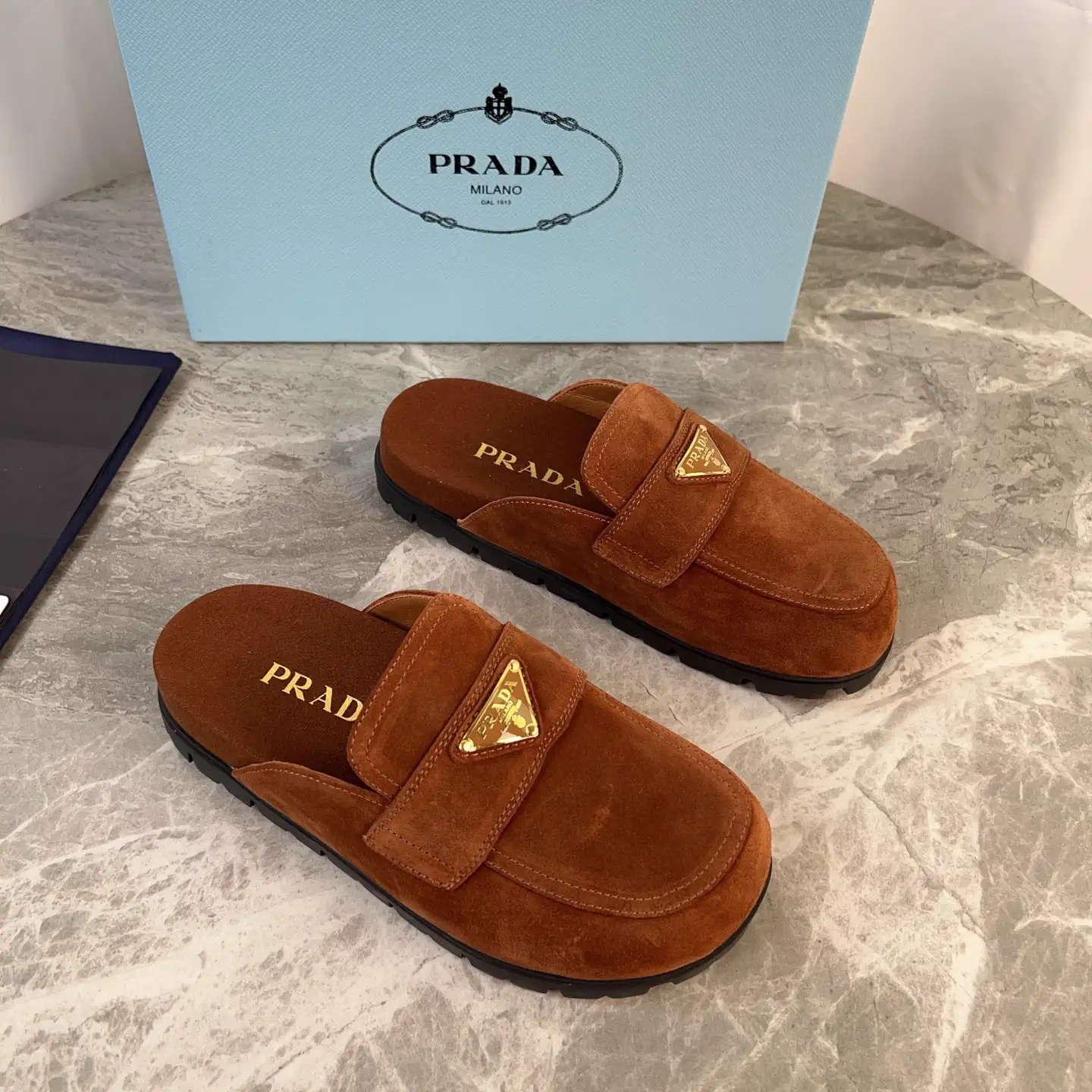 Latest Style Leather Shoes with Signature Triangle Logo image 1