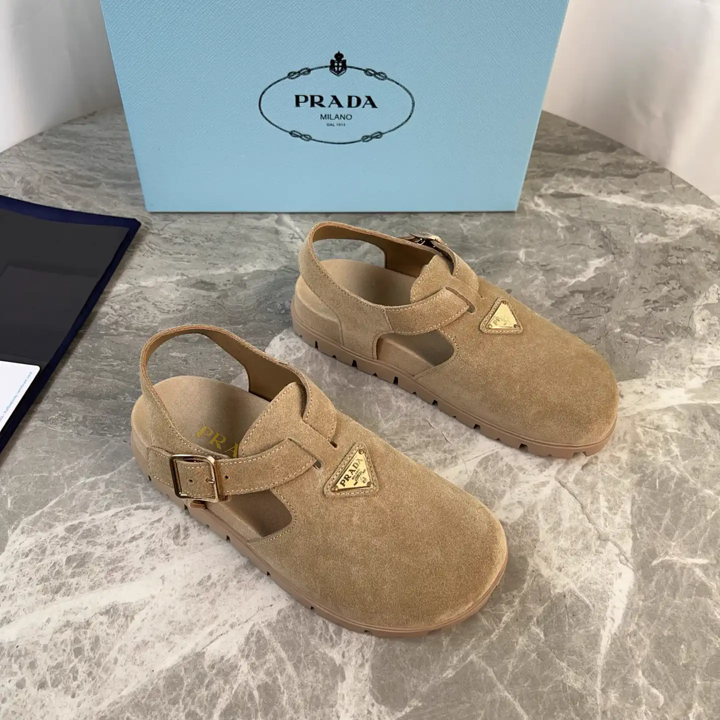 Latest Style Leather Shoes with Signature Triangle Logo image 1