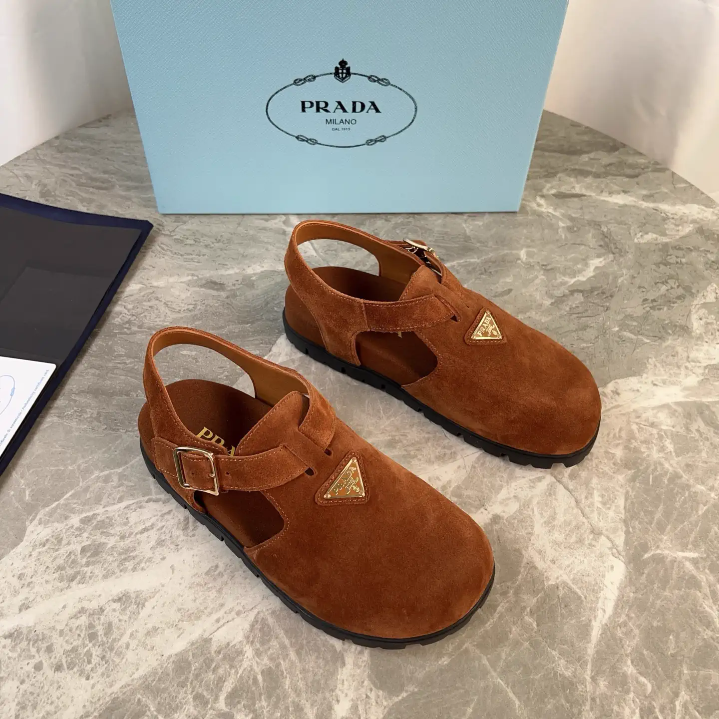 Latest Style Leather Shoes with Signature Triangle Logo image 1