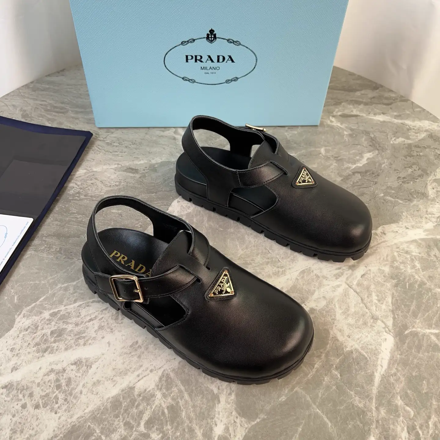Latest Style Leather Shoes with Signature Triangle Logo image 1