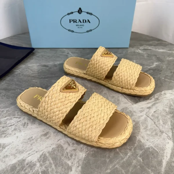 Latest Style Raffia Shoes with Signature Triangle Logo image 1