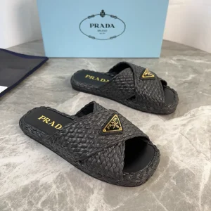 Latest Style Raffia Shoes with Signature Triangle Logo image 1